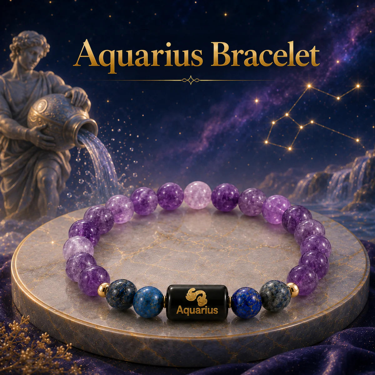Aquarius (कुंभ राशि) | Zodiac Amethyst | Blue Stone Bracelet