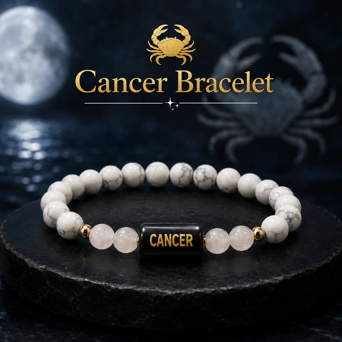 Cancer (कर्क राशि) | Zodiac Howlite | Milky Quartz Bracelet