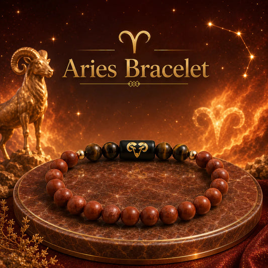 Aries (मेष राशि)|  Zodiac Red Jasper | Tiger's Eye Bracelet