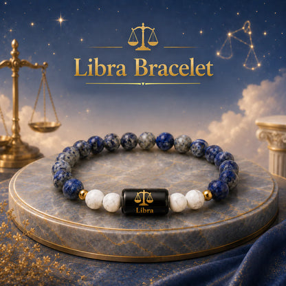 Libra (तुला राशि) | Zodiac Lapis Lazuli | Howlite Bracelet