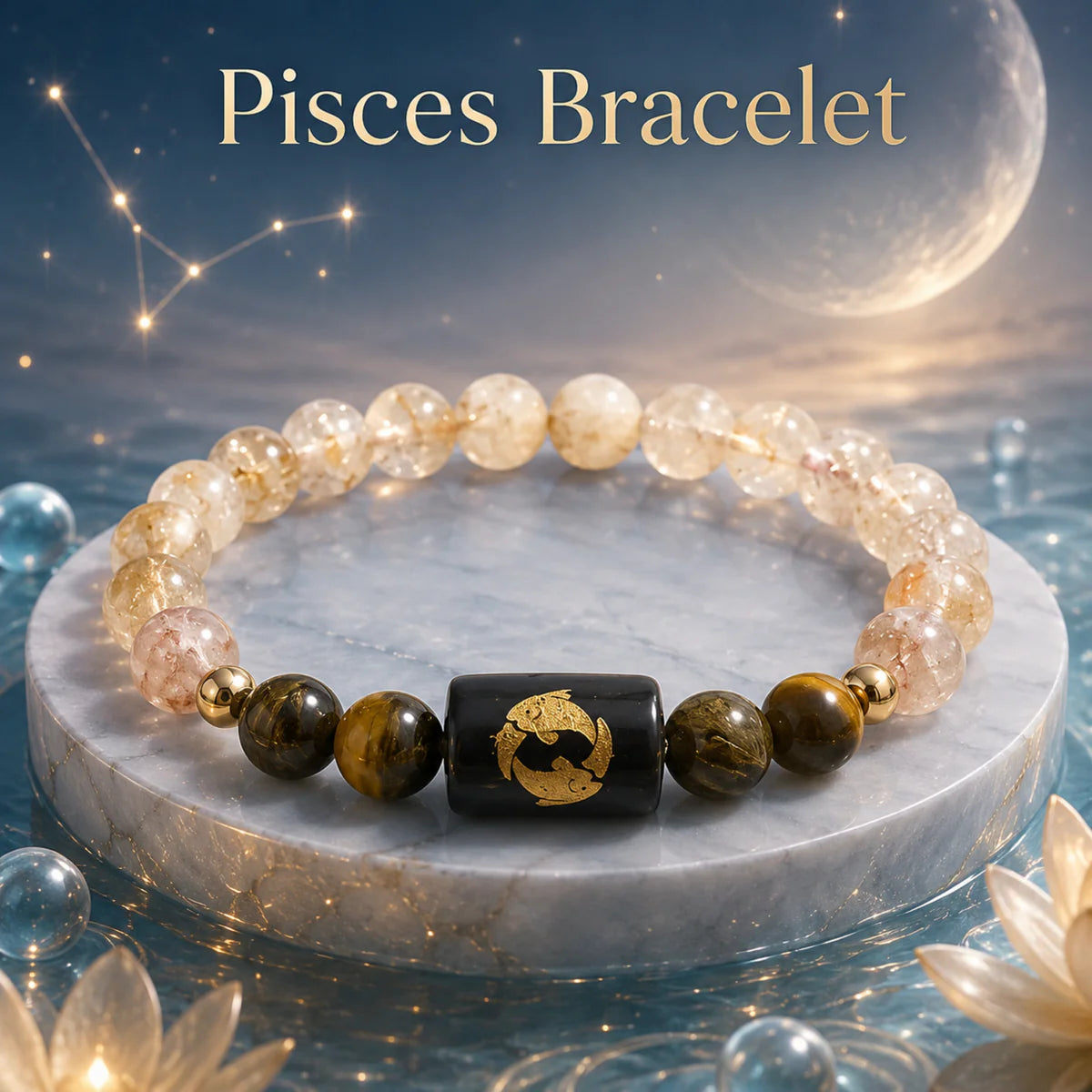 Pisces (मीन राशि) | Zodiac Tiger Eye | Citrine Bracelet