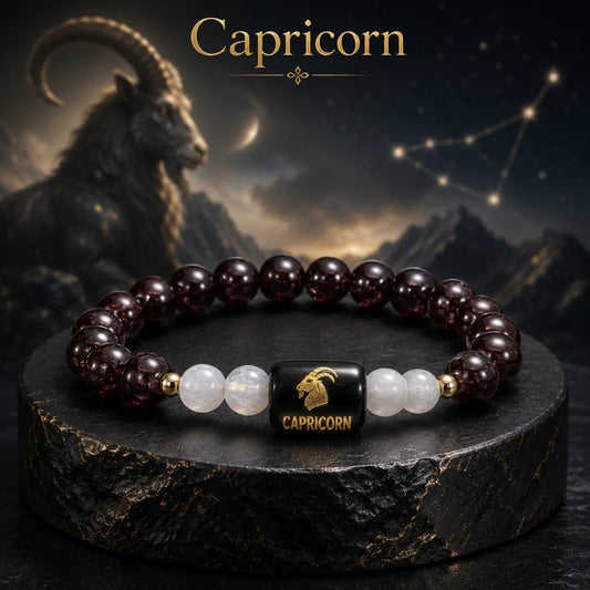 Capricorn (मकर राशि) |  Zodiac Garnet | Milky Quartz Bracelet