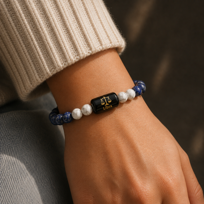 Libra (तुला राशि) | Zodiac Lapis Lazuli | Howlite Bracelet
