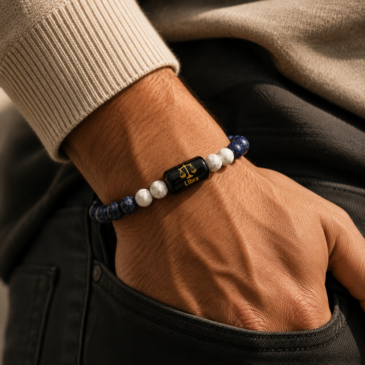 Libra (तुला राशि) | Zodiac Lapis Lazuli | Howlite Bracelet