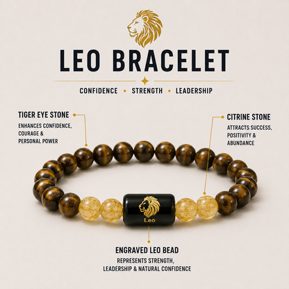 Leo (सिंह राशि) | Zodiac Tiger Eye | Citrine Bracelet