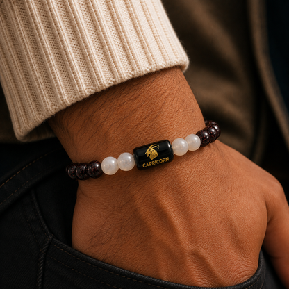 Capricorn (मकर राशि) |  Zodiac Garnet | Milky Quartz Bracelet