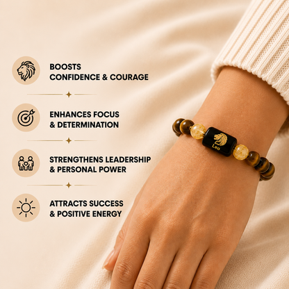 Leo (सिंह राशि) | Zodiac Tiger Eye | Citrine Bracelet
