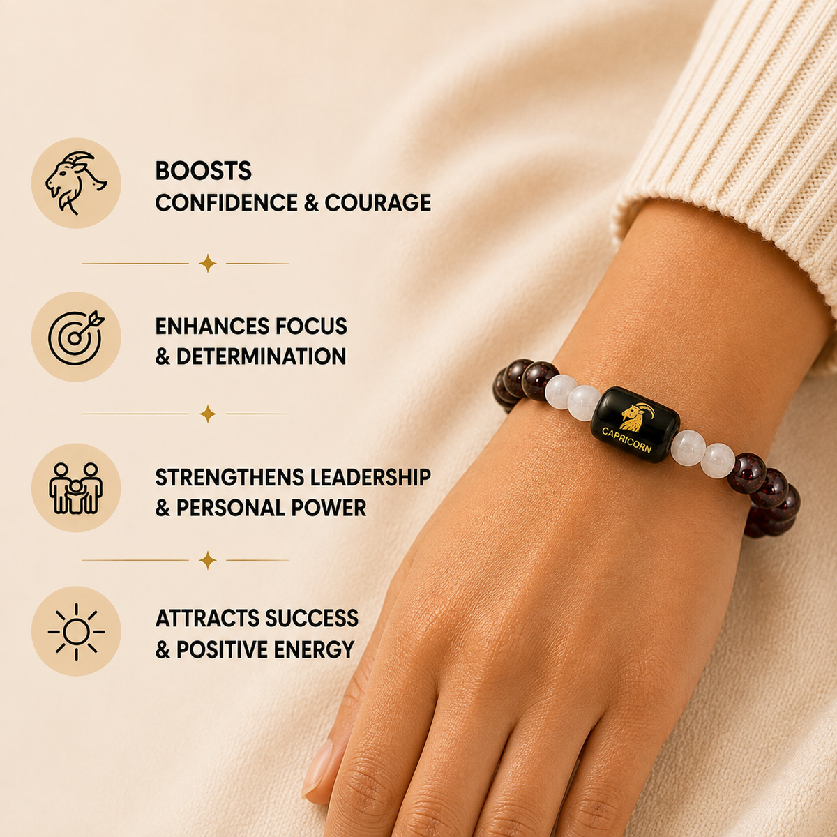Capricorn (मकर राशि) |  Zodiac Garnet | Milky Quartz Bracelet