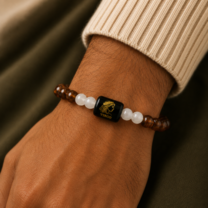 Virgo (कन्या राशि) | Zodiac Carnelian | Milky Quartz Bracelet