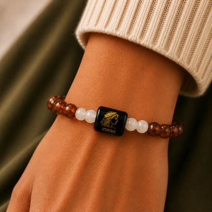 Virgo (कन्या राशि) | Zodiac Carnelian | Milky Quartz Bracelet