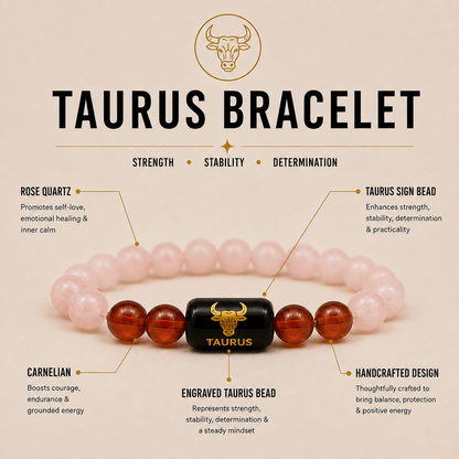 Taurus (वृषभ राशि) | Zodiac Sunstone | Carnelian Bracelet
