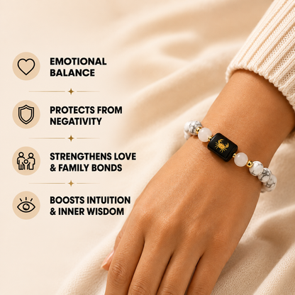 Cancer (कर्क राशि) | Zodiac Howlite | Milky Quartz Bracelet