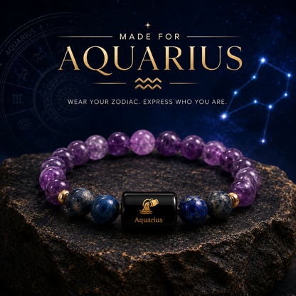 Aquarius (कुंभ राशि) | Zodiac Amethyst | Blue Stone Bracelet