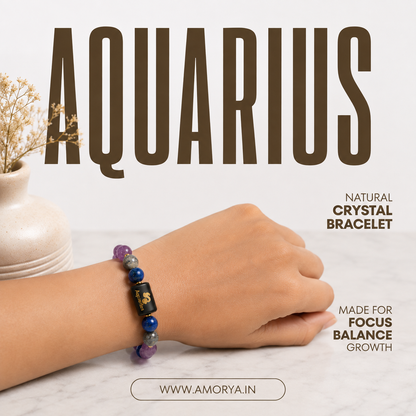 Aquarius (कुंभ राशि) | Zodiac Amethyst | Blue Stone Bracelet