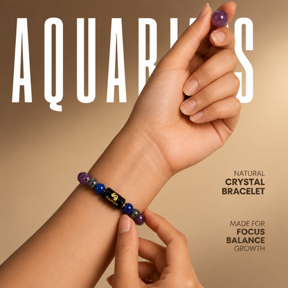 Aquarius (कुंभ राशि) | Zodiac Amethyst | Blue Stone Bracelet