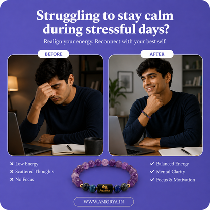 Aquarius (कुंभ राशि) | Zodiac Amethyst | Blue Stone Bracelet