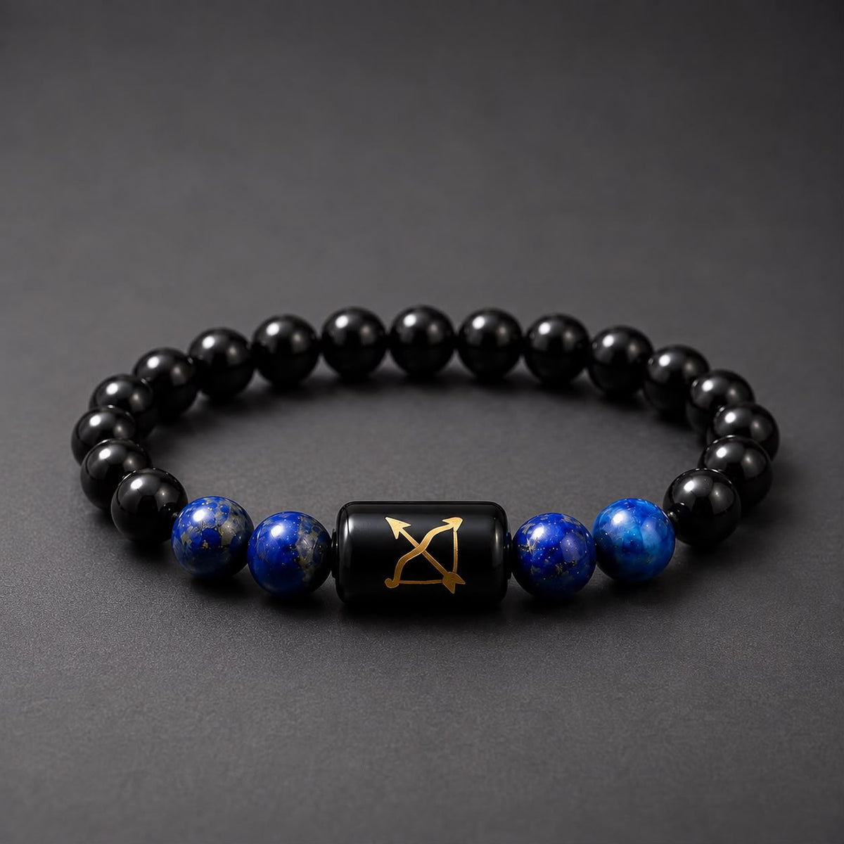 Sagittarius (धनु राशि) | Zodiac Black Obsidian | Lapis Lazuli Bracelet