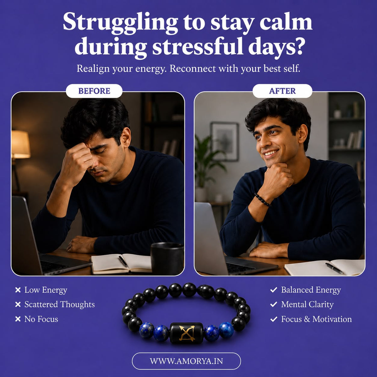 Sagittarius (धनु राशि) | Zodiac Black Obsidian | Lapis Lazuli Bracelet
